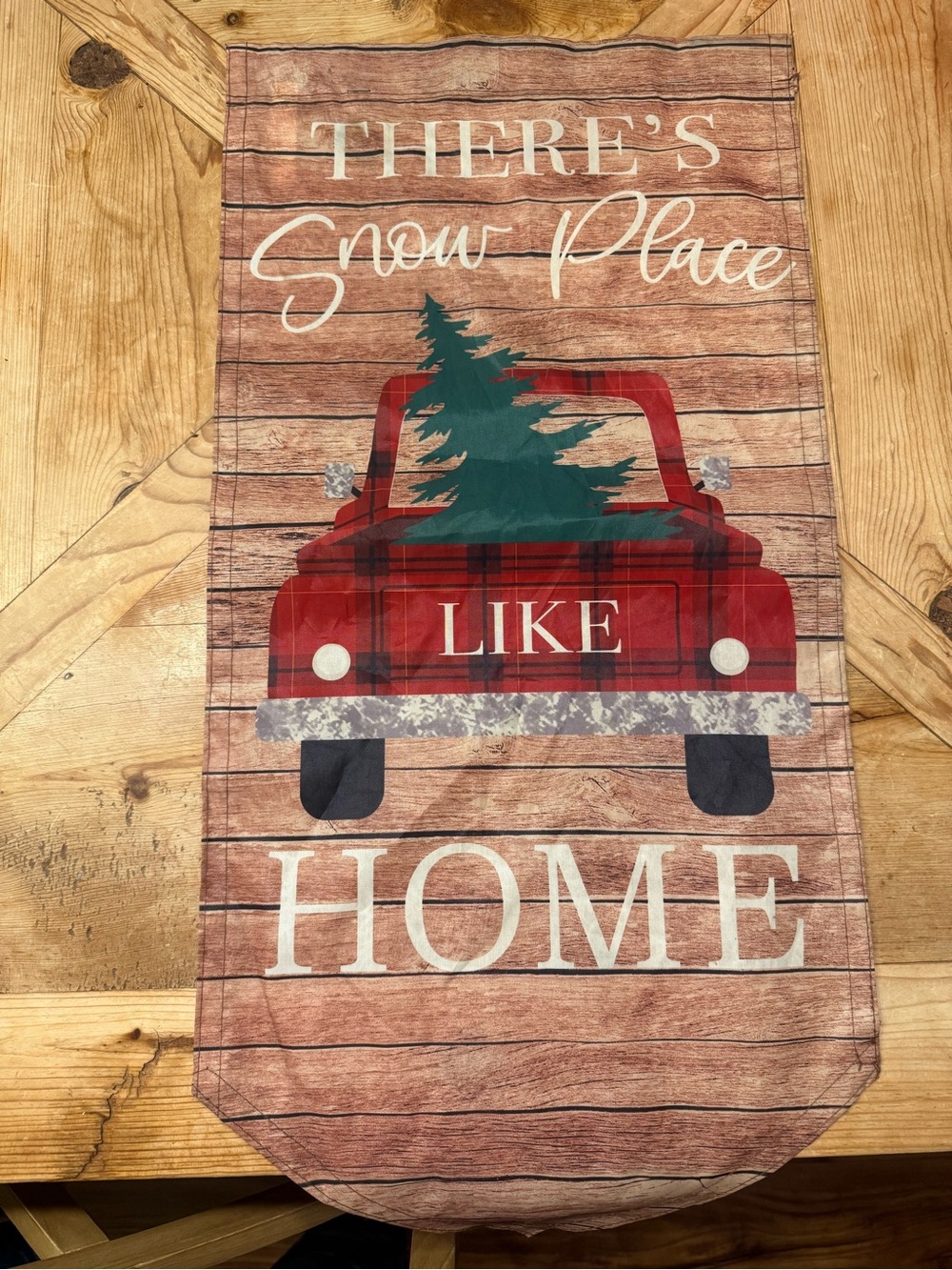 Rustic Red Truck Holiday Garden Flag - 'There's Snow Place Like Home'
